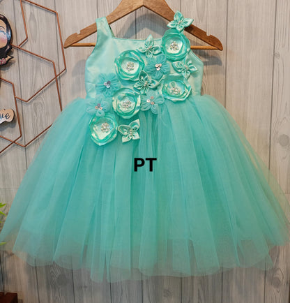 Flowers Embellished Beautiful Dress | Cute Partywear Dress | Adorable Birthday Frock