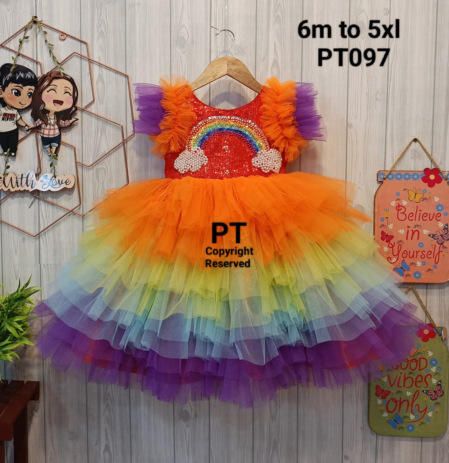 Rainbow Dress for Birthday | Partywear Dress