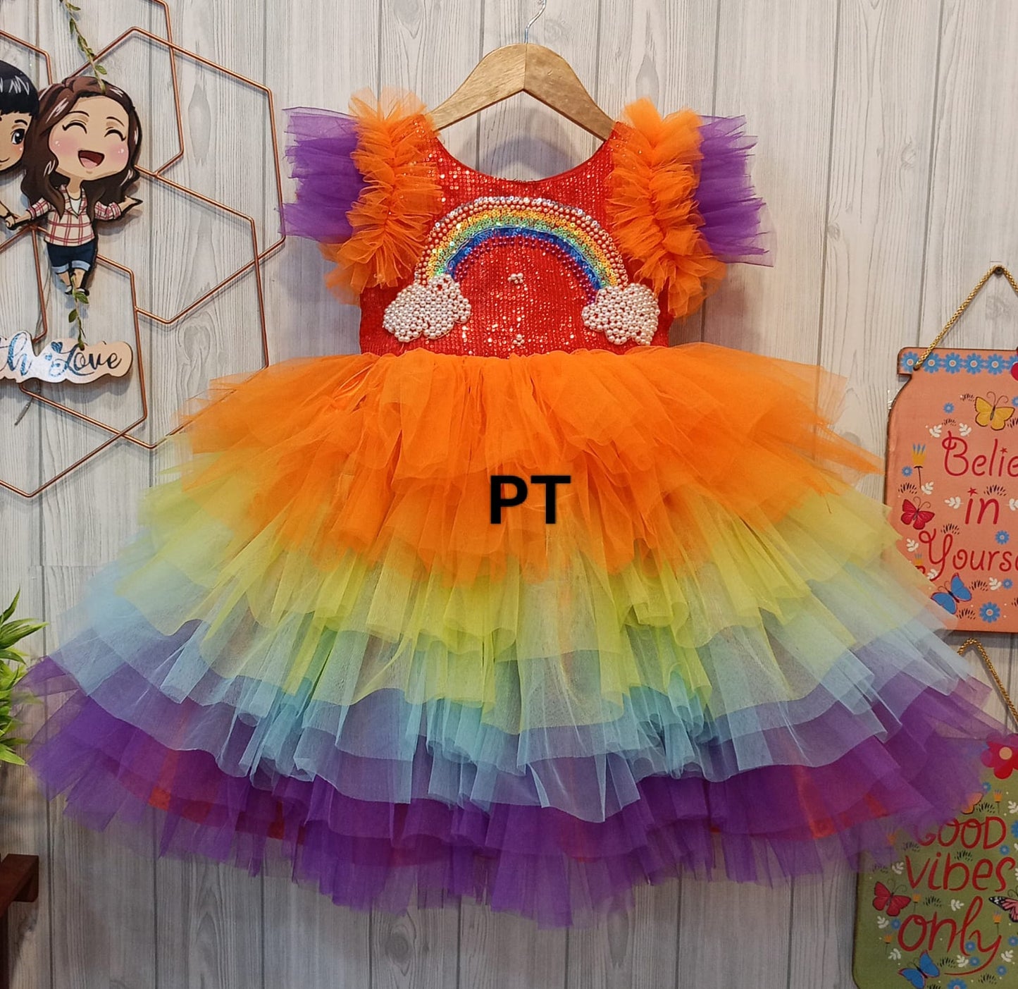 Rainbow Dress for Birthday | Partywear Dress