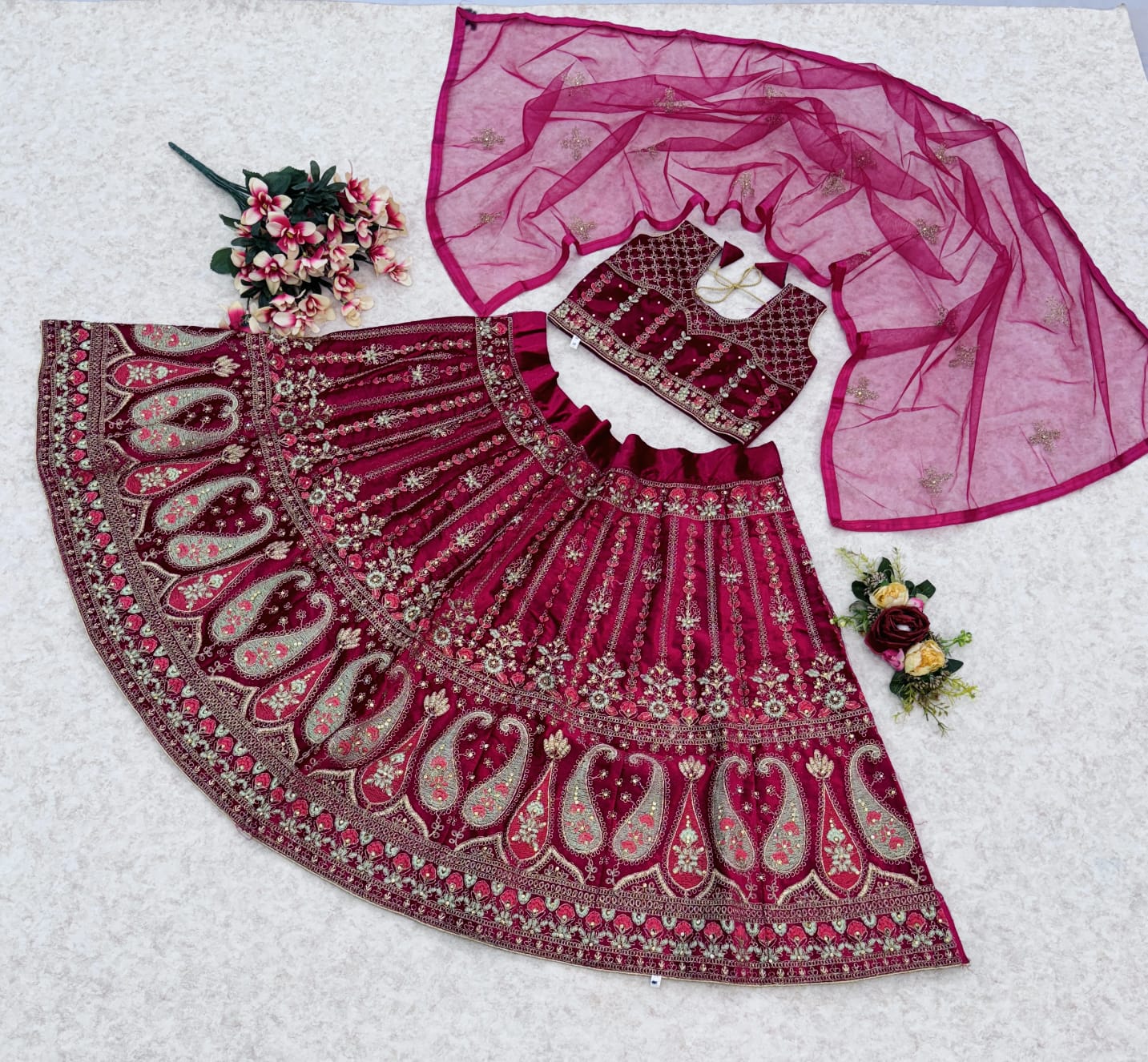 Stretchable Velvet Lehenga for Kids | Lehnga choli for kids