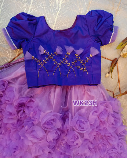 Flower Emboss Stylish Lehnga and Handwork Choli