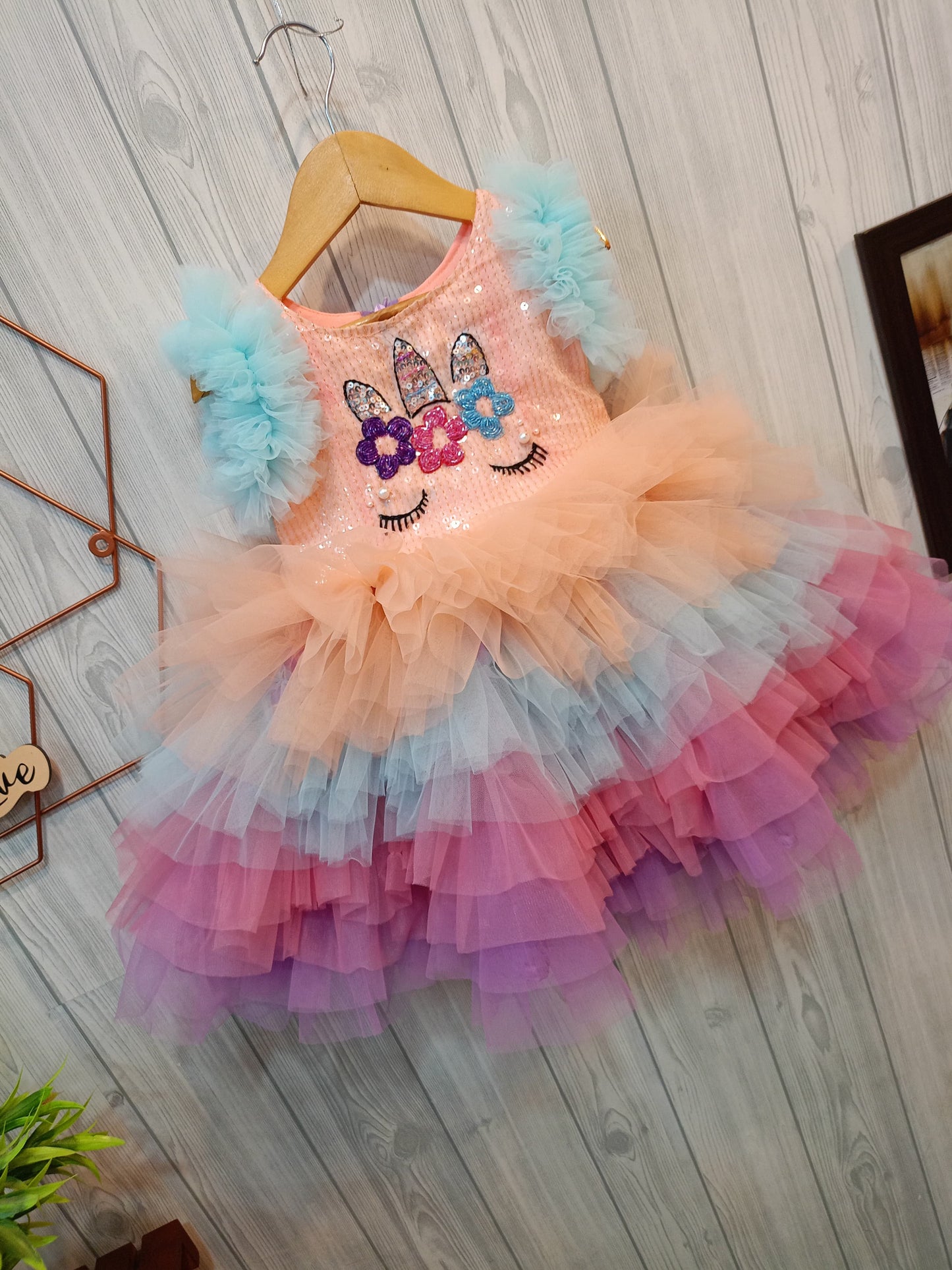 Cute Multicolor Unicorn Birthday Dress