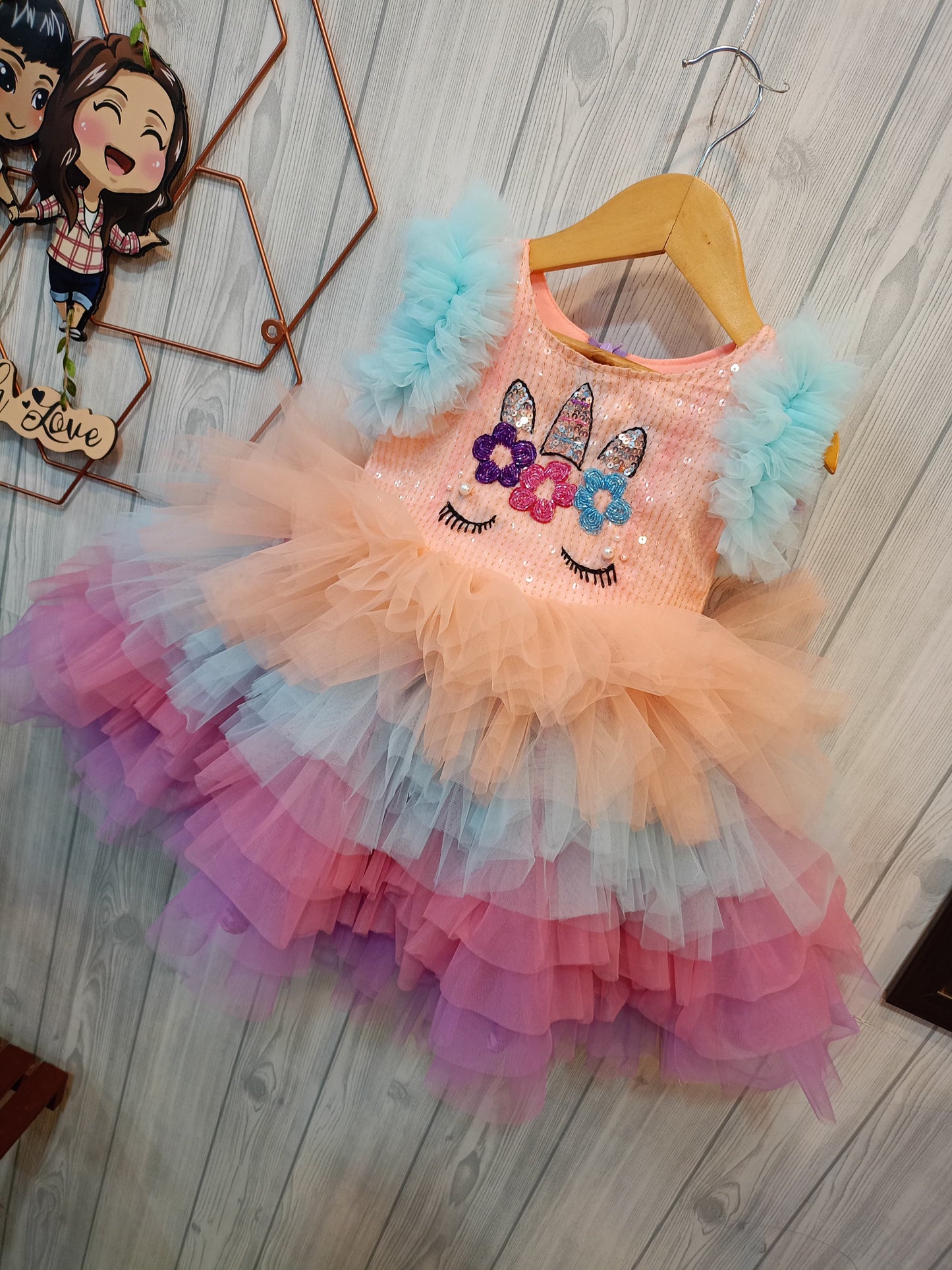 Cute Multicolor Unicorn Birthday Dress