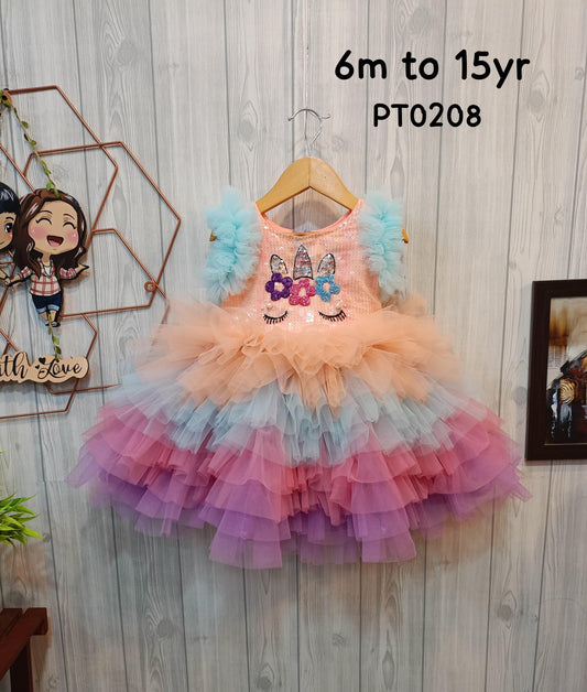 Cute Multicolor Unicorn Birthday Dress