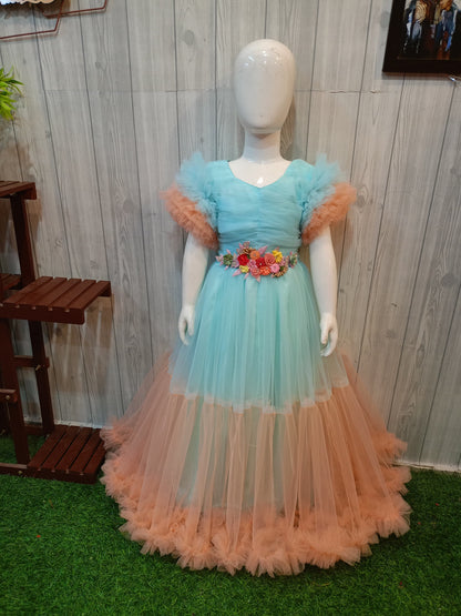 Heavy Patchwork Dual Colour  Dress | Customized  dress | Partywear Full Length Dress