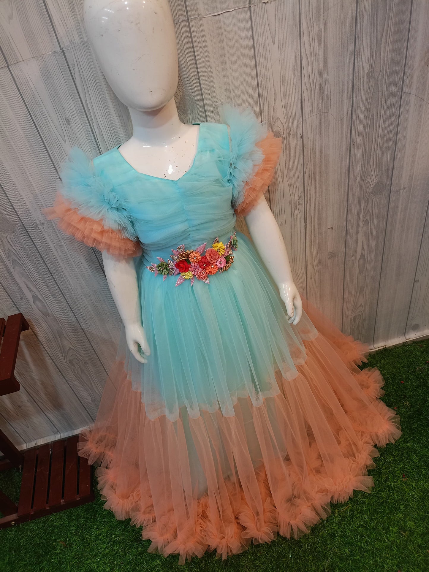 Heavy Patchwork Dual Colour  Dress | Customized  dress | Partywear Full Length Dress
