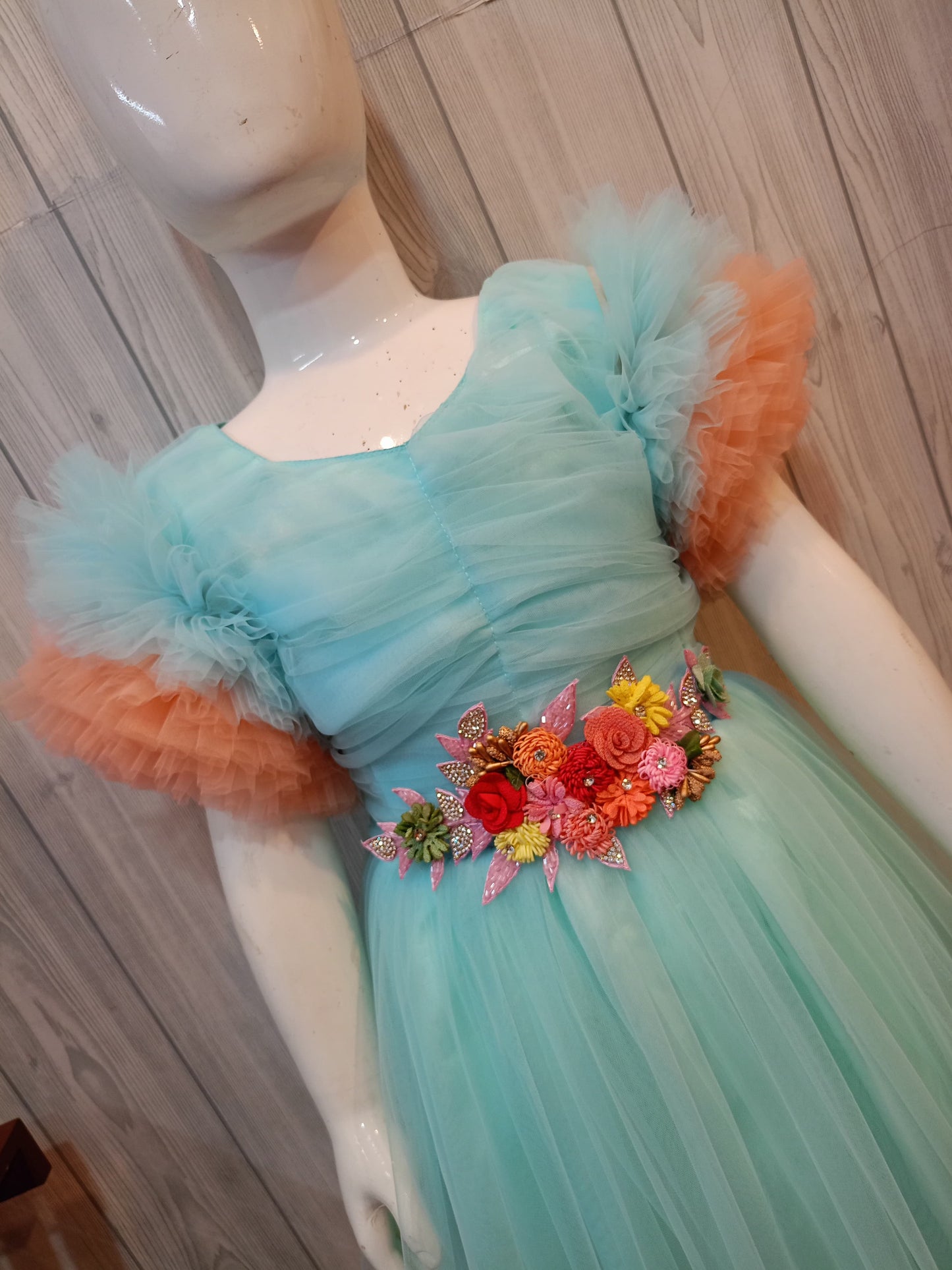 Heavy Patchwork Dual Colour  Dress | Customized  dress | Partywear Full Length Dress