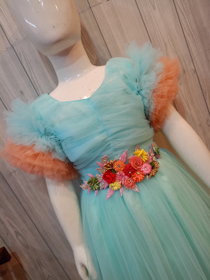 Heavy Patchwork Dual Colour  Dress | Customized  dress | Partywear Full Length Dress
