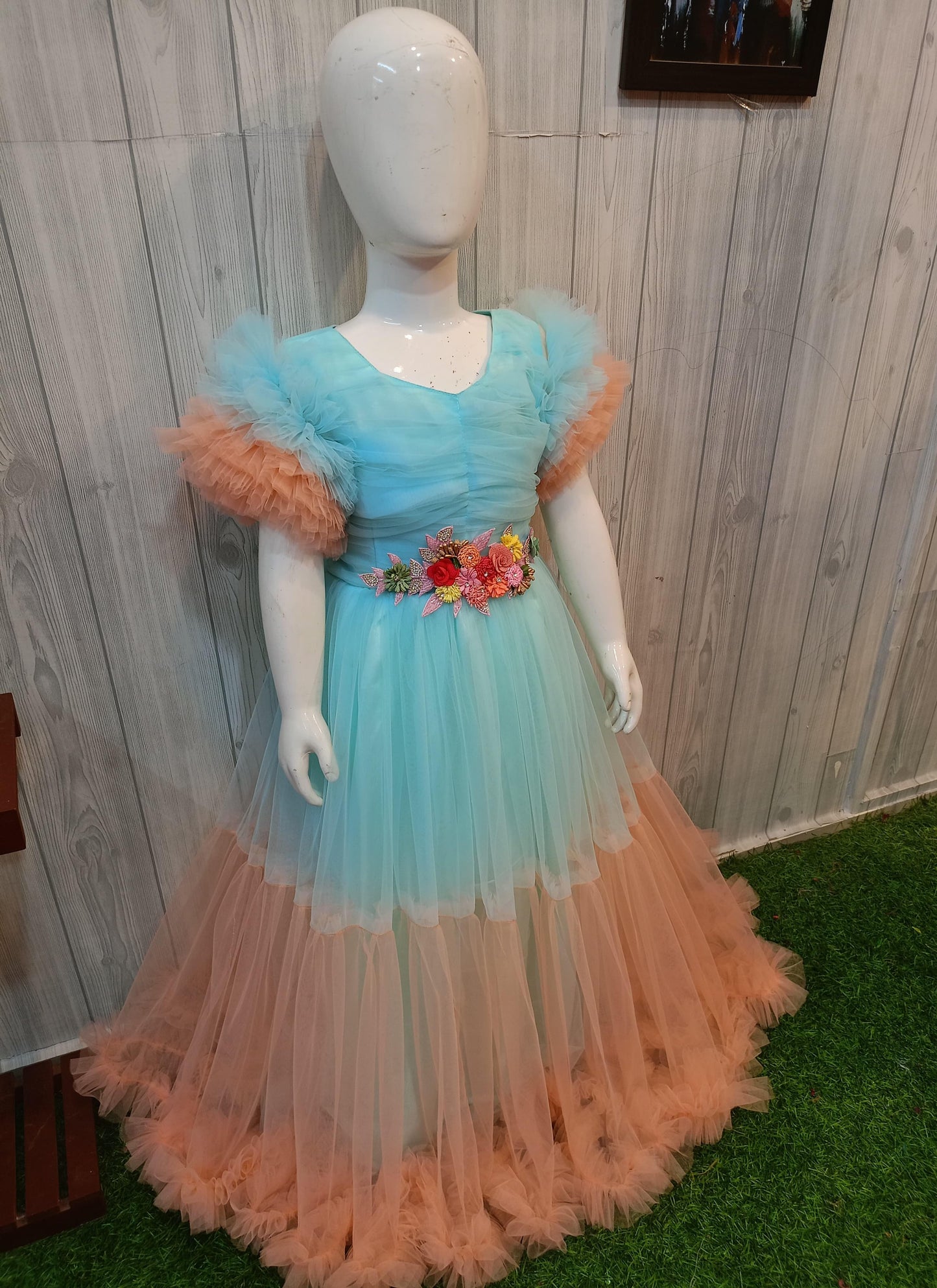 Heavy Patchwork Dual Colour  Dress | Customized  dress | Partywear Full Length Dress