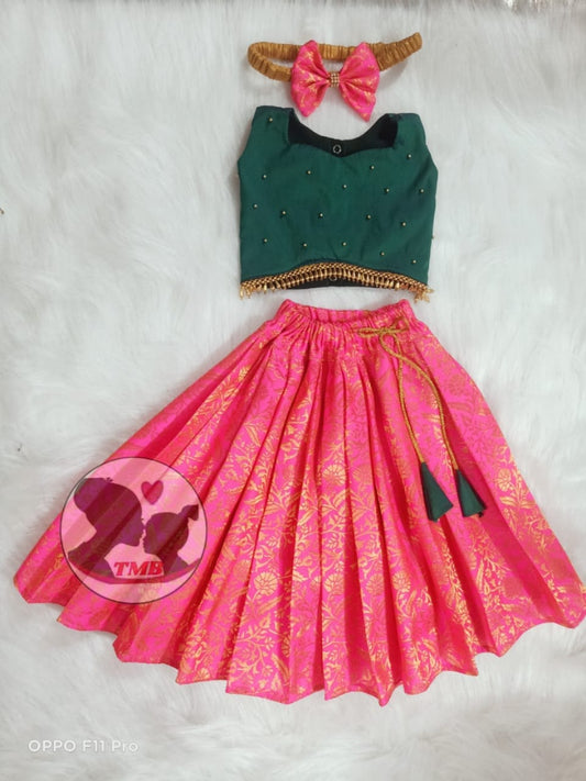 Pattu Pavadai | Traditional Dress for Girls | Vishu Dress | Pattu Pavadai set