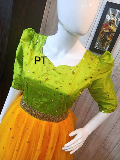 Ethnic Mom Daughter Dress | Exclusive Beads Work Birthday and Partywear Dress