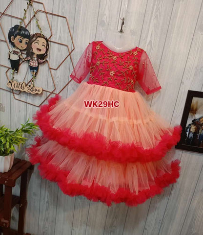 Two Frill Embroidered Birthday Dress / Party wear dress / Birthday Dress