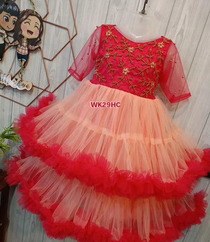 Two Frill Embroidered Birthday Dress / Party wear dress / Birthday Dress