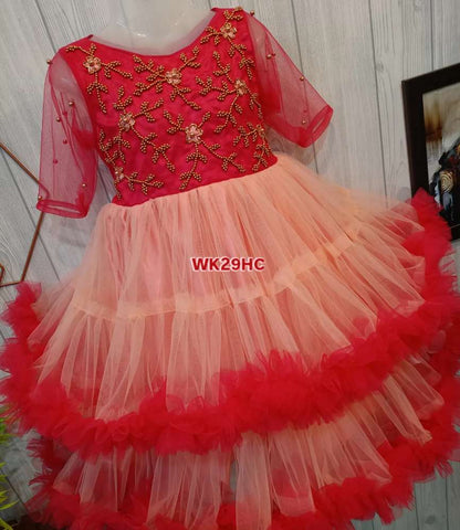 Two Frill Embroidered Birthday Dress / Party wear dress / Birthday Dress