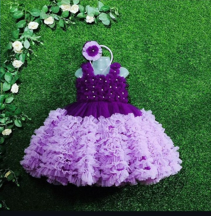 Beautiful Frilled Dress with Flowers on Top | Birthday Dress