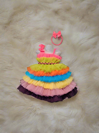Beautiful Multicolor Birthday Dress | Layered Birthday Dress