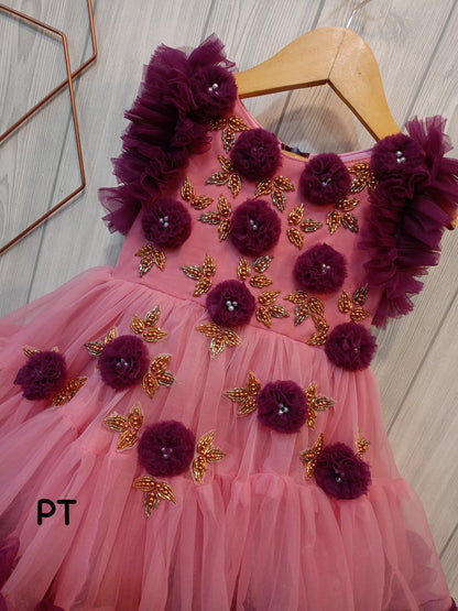 Flower Frilled Dress for Birthday | Birthday Dress | Partywear Dress