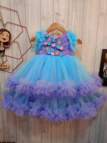 Beautiful and Elegant Partywear Dress | Beautiful Flowers 💐 Dress | Birthday Dress | Beautiful 2 shades dress❤️