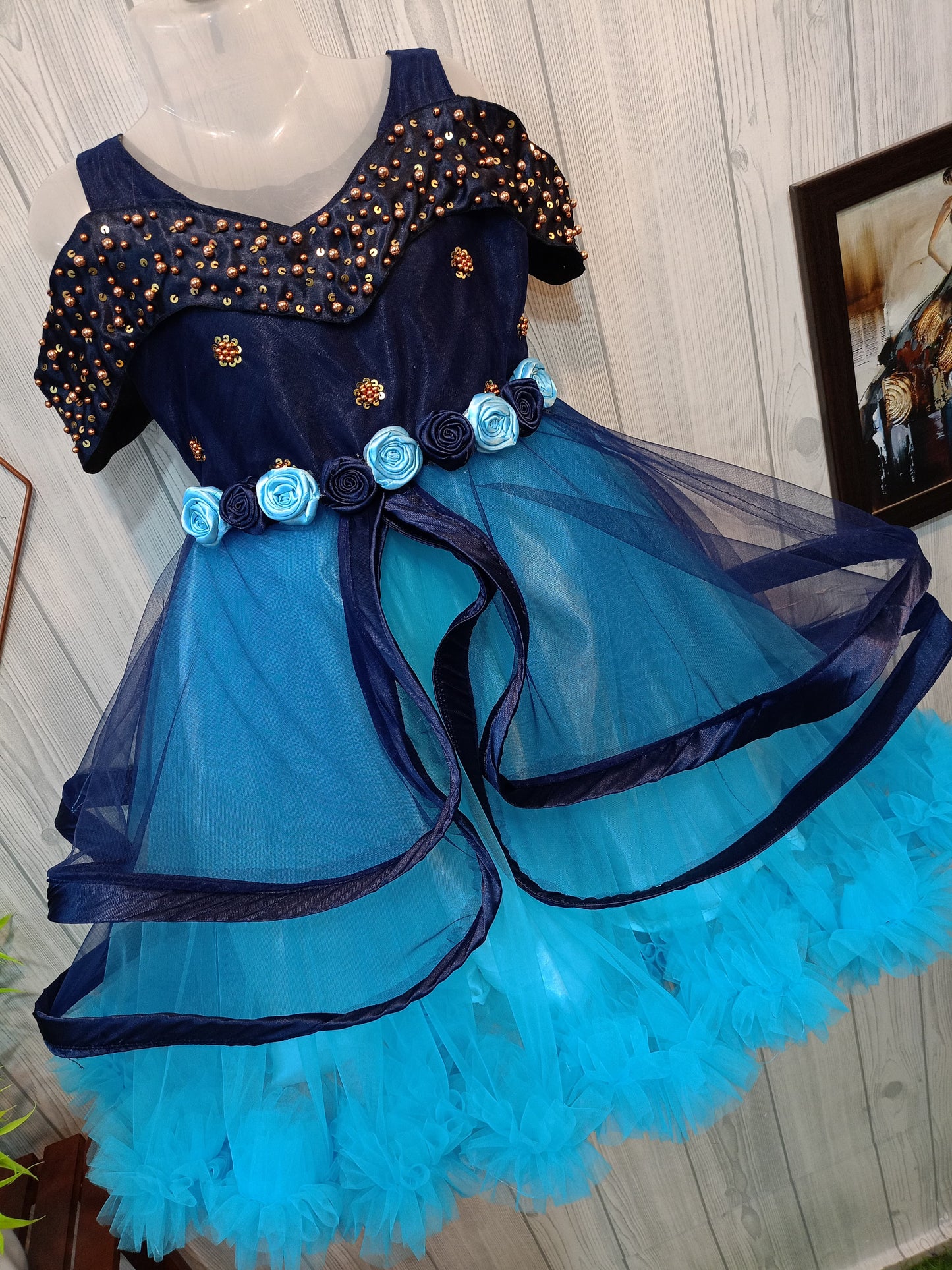 Beautiful Long Wing Layered Partywear Combo | Birthday Dress