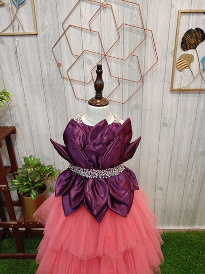 Kids Lotus Structured Choli & Lehenga – Premium Birthday & Partywear Outfit (Customizable Colors)