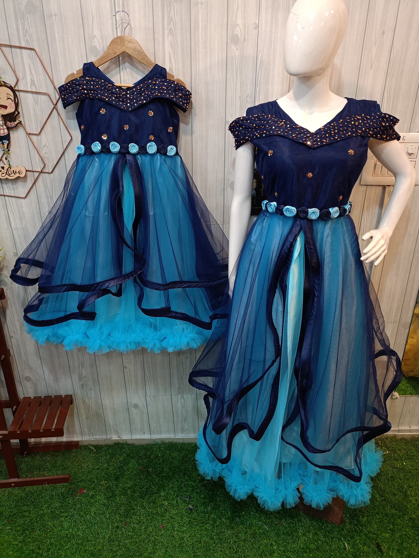 Beautiful Long Wing Layered Partywear Combo | Birthday Dress