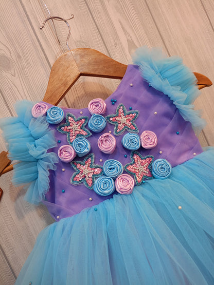 Beautiful and Elegant Partywear Dress | Beautiful Flowers 💐 Dress | Birthday Dress | Beautiful 2 shades dress❤️