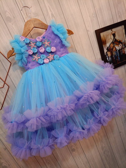 Beautiful and Elegant Partywear Dress | Beautiful Flowers 💐 Dress | Birthday Dress | Beautiful 2 shades dress❤️
