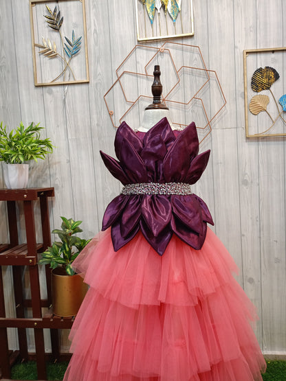 Kids Lotus Structured Choli & Lehenga – Premium Birthday & Partywear Outfit (Customizable Colors)