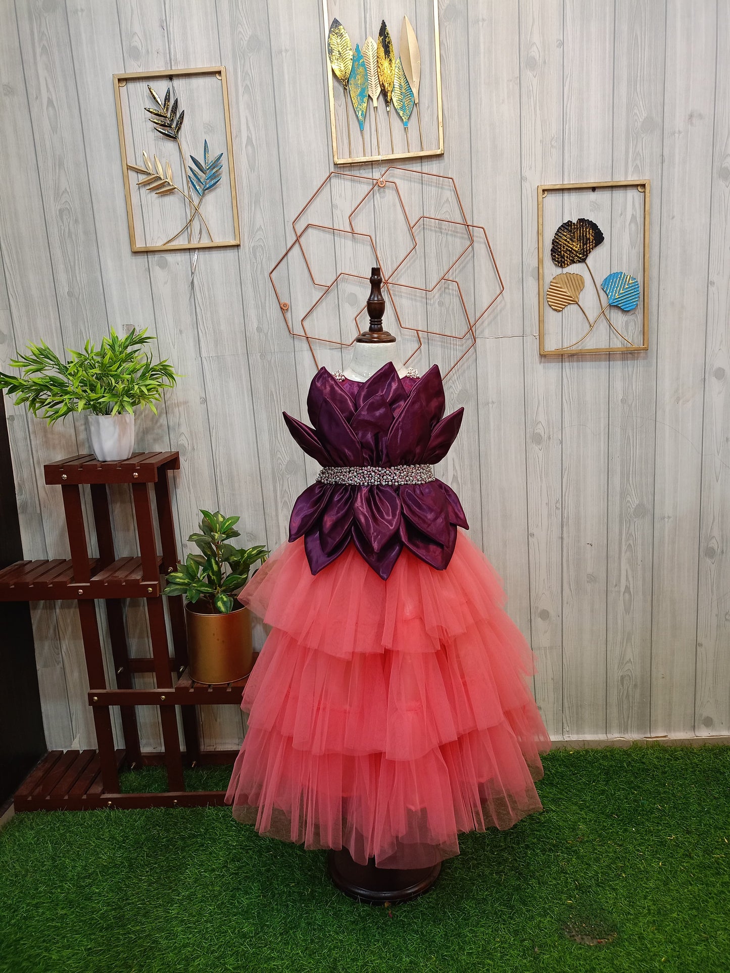 Kids Lotus Structured Choli & Lehenga – Premium Birthday & Partywear Outfit (Customizable Colors)