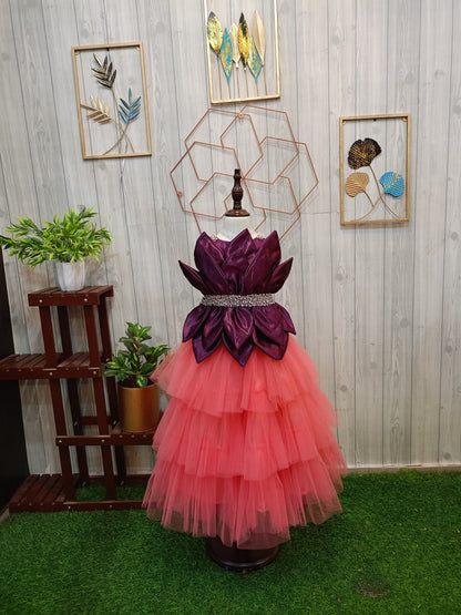 Kids Lotus Structured Choli & Lehenga – Premium Birthday & Partywear Outfit (Customizable Colors)