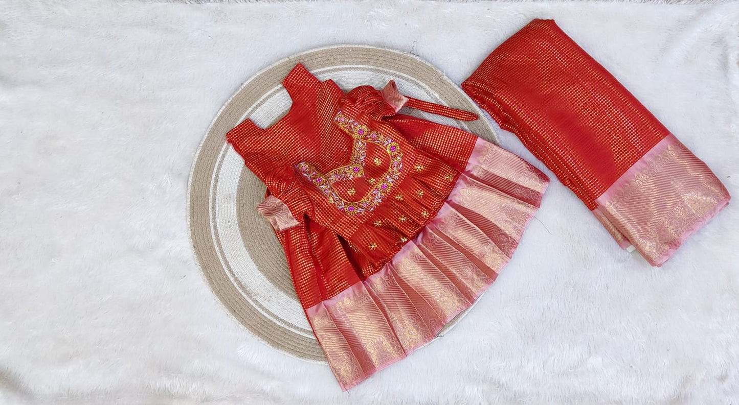 Traditional Pattu Set | Traditional Saree for mom | Dress for baby girl