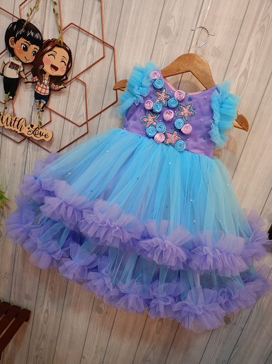 Beautiful and Elegant Partywear Dress | Beautiful Flowers 💐 Dress | Birthday Dress | Beautiful 2 shades dress❤️