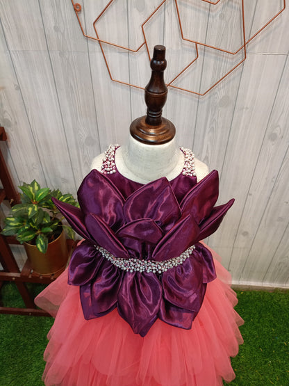 Kids Lotus Structured Choli & Lehenga – Premium Birthday & Partywear Outfit (Customizable Colors)