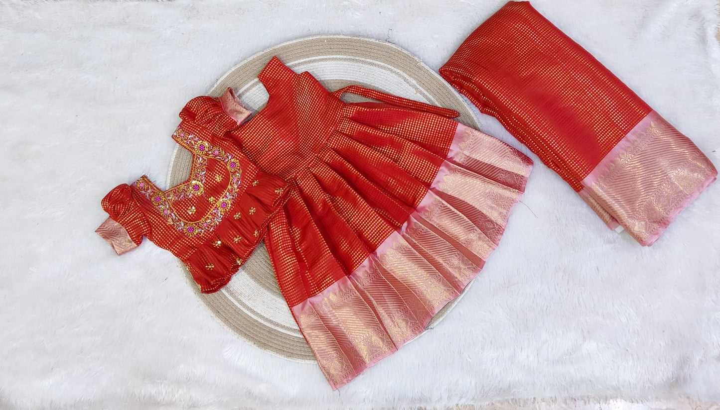 Traditional Pattu Set | Traditional Saree for mom | Dress for baby girl