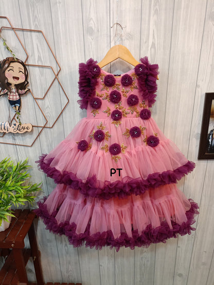 Flower Frilled Dress for Birthday | Birthday Dress | Partywear Dress