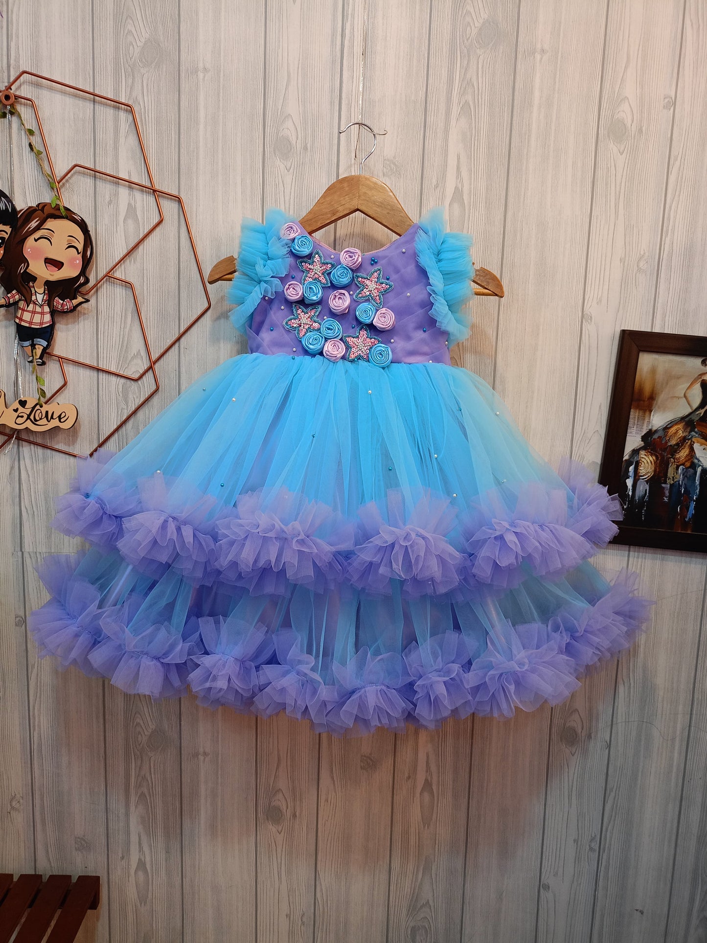 Beautiful and Elegant Partywear Dress | Beautiful Flowers 💐 Dress | Birthday Dress | Beautiful 2 shades dress❤️