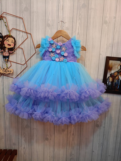 Beautiful and Elegant Partywear Dress | Beautiful Flowers 💐 Dress | Birthday Dress | Beautiful 2 shades dress❤️