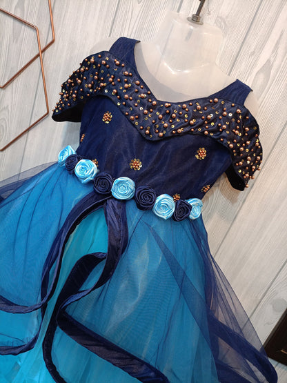 Beautiful Long Wing Layered Partywear Combo | Birthday Dress