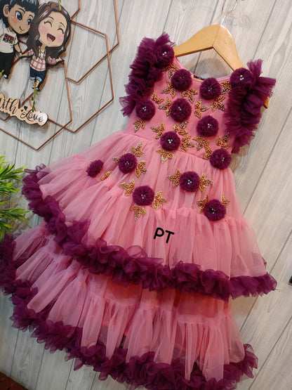 Flower Frilled Dress for Birthday | Birthday Dress | Partywear Dress